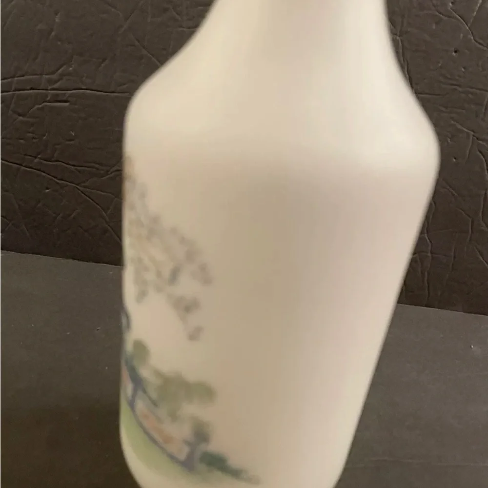 Vintage Norleans Satin Frosted Glass Vase Asian Japaneese Made in Italy